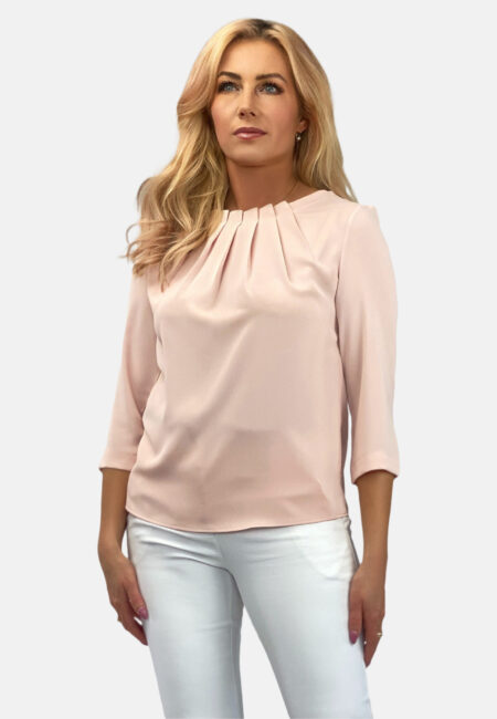 Bluzka z zakładkami kolor Pudrowy róż