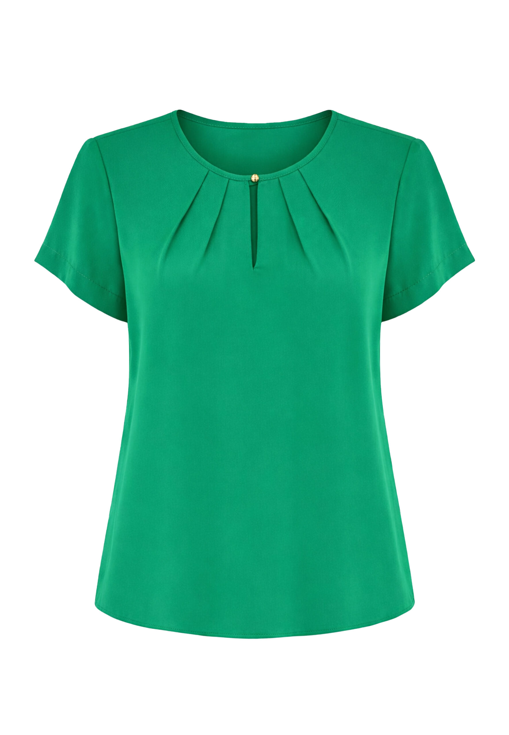 Bluzka damska krótki rękaw z dekoltem łezka zielona