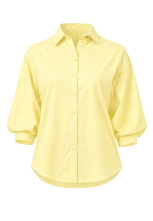 Koszula damska oversize z rękawem typu balloon żółta