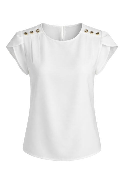 Bluzka z guzikami na ramionach ecru