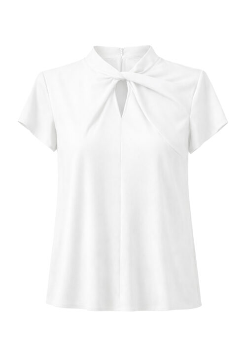 Elegancka bluzka damska z dekoltem typu twist ecru