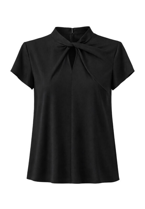 Elegancka bluzka damska z dekoltem typu twist czarny