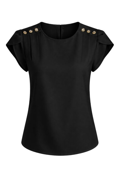 Bluzka z guzikami na ramionach czarna