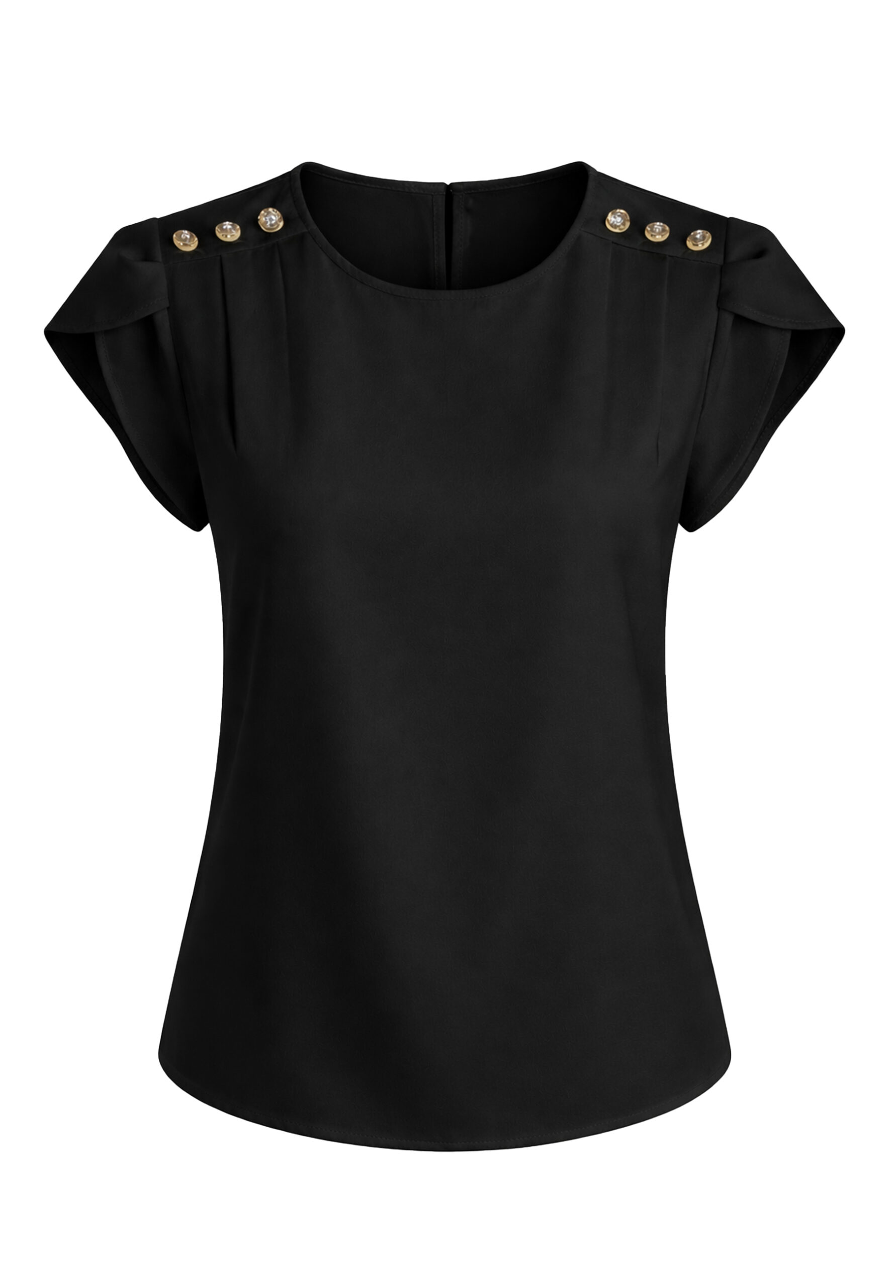 Bluzka z guzikami na ramionach czarna