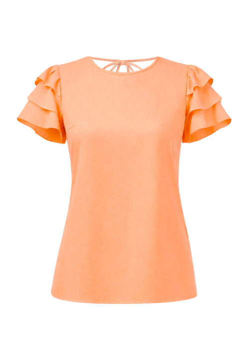Bluzka z falbankami na rękawach pomarańczowa