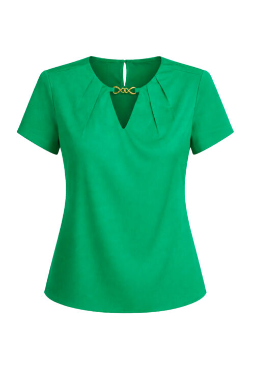 Bluzka damska krótki rękaw z metalem zielona