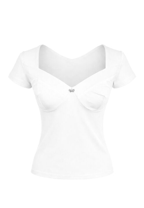 dopasowana bluzka z dekoltem typu sweetheart Ecru