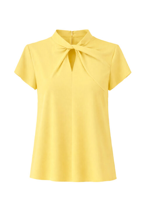 Elegancka bluzka damska z dekoltem typu twist Jasnożółty