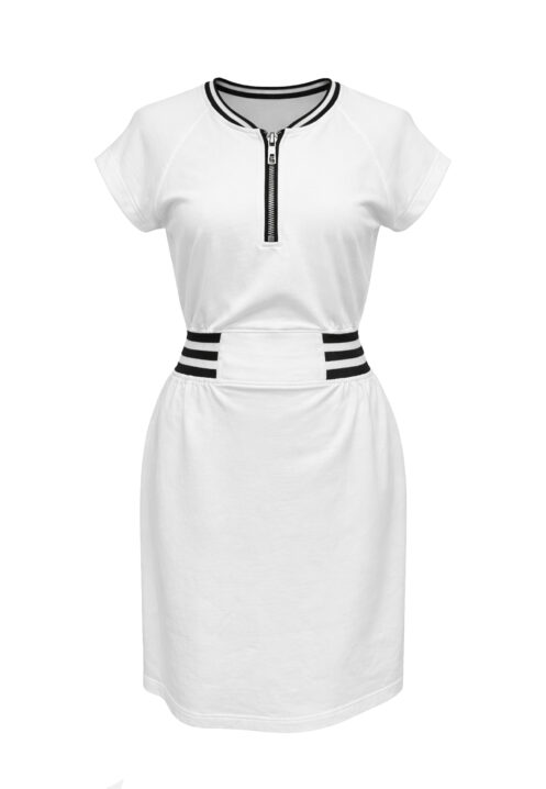 Sukienka ołówkowa z zamkiem i kontrastowymi wstawkami Ecru