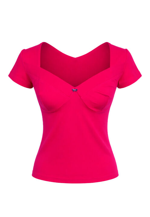 dopasowana bluzka z dekoltem typu sweetheart Czerwony